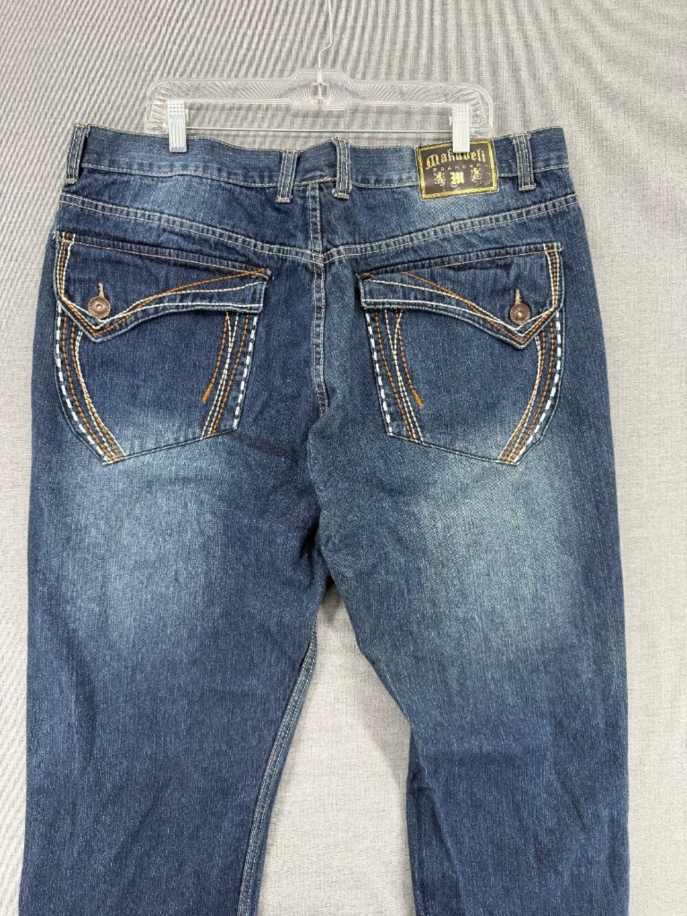 Vtg Makaveli Jeans Mens 42x29 Tupac Fade Denim Pants Flap Pockets Y2K